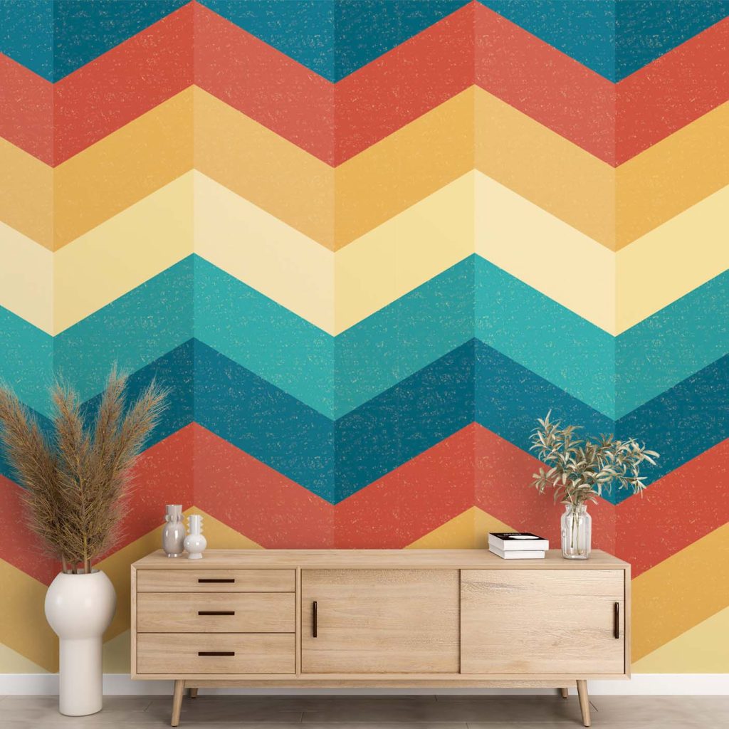 Dynamische Retro Chevron Behang Topkwaliteit En Uniek Design Trendingwall