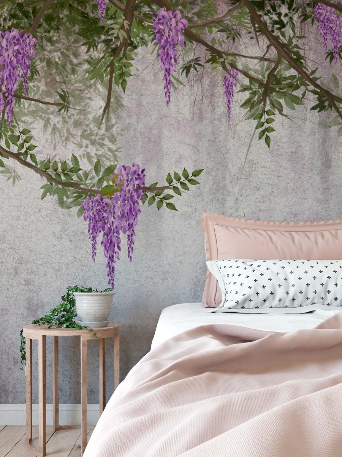 Lavendel Bloemen Behang Met Waterval Topkwaliteit En Uniek Design